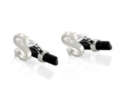 Gemelli con Onice e Lettera S in Argento