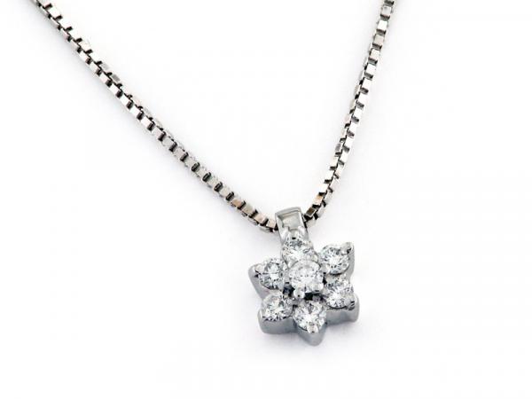 CF01082 - Collana in Oro con Diamanti a Fiore 0.12 Ct
