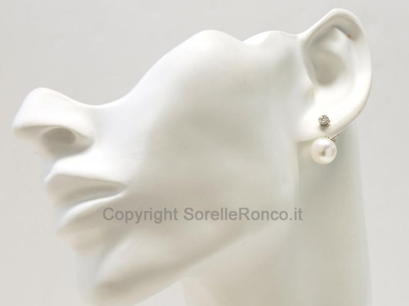 ORECCHINI ORO DIAMANTI E PERLE Ø9.5-10MM