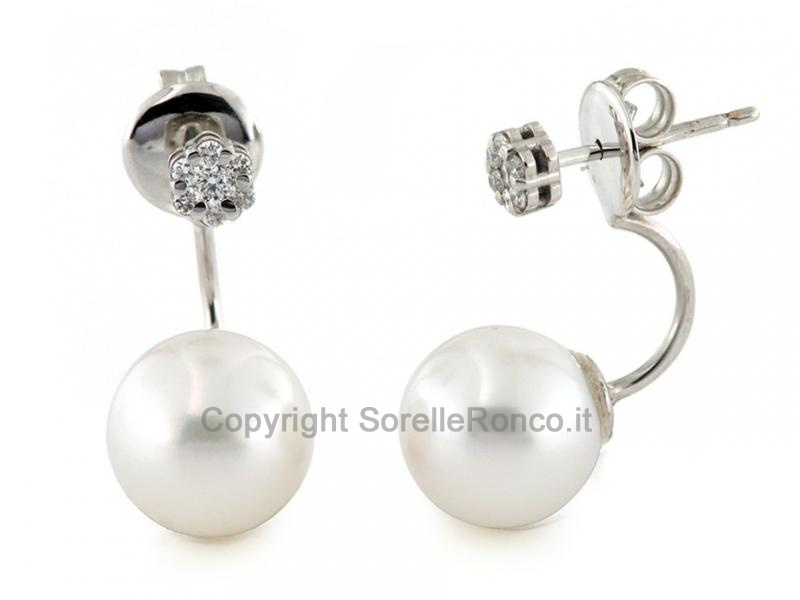 ORECCHINI ORO DIAMANTI E PERLE Ø9.5-10MM