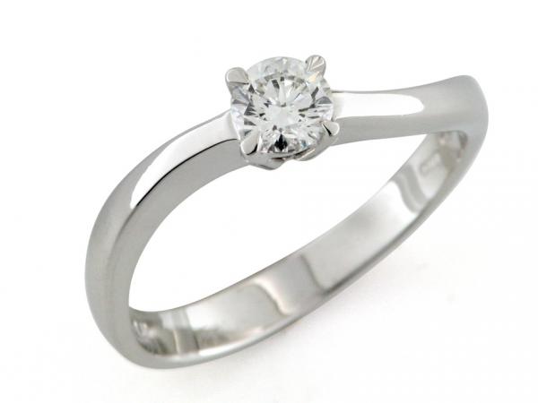 CF01124 - Anello Solitario a ONDA Oro Bianco e Diamante 0.40