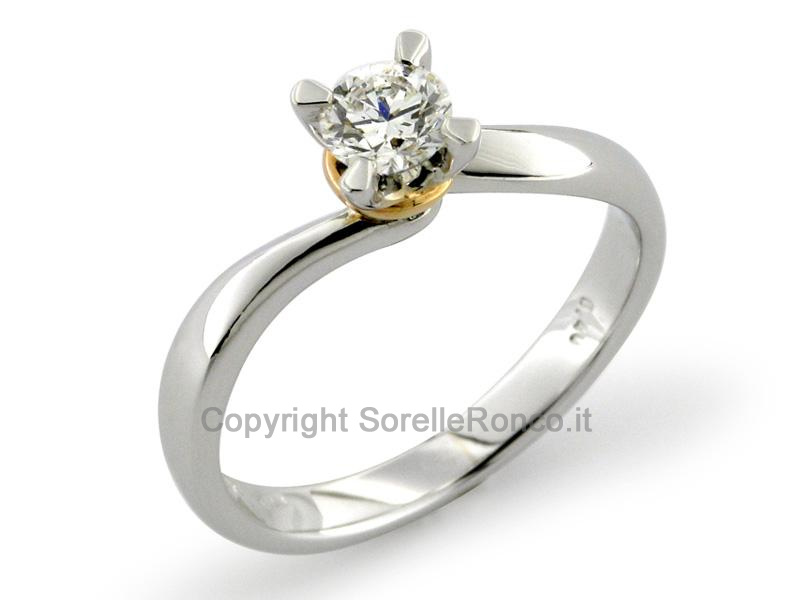 SOLITARIO ORO BIANCO E ROSA BRILLANTE 0.24 CT