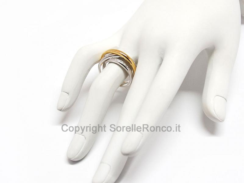 ANELLO INTRECCIATO BICOLOR CON DIAMANTI