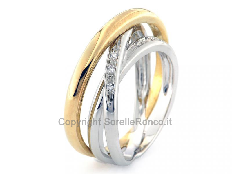 ANELLO INTRECCIATO BICOLOR CON DIAMANTI