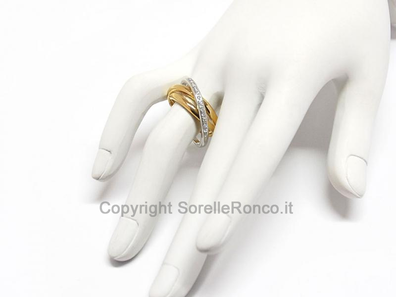 ANELLO INTRECCIATO BICOLOR CON DIAMANTI