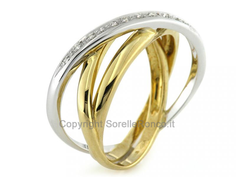 ANELLO INTRECCIATO BICOLOR CON DIAMANTI