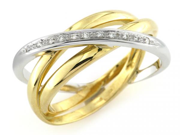 CF01139 - Anello Intrecciato Bicolor con Diamanti