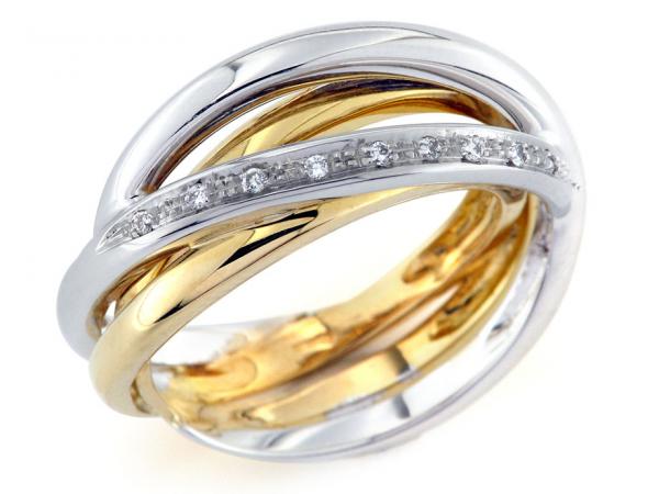 CF01140 - Anello Intrecciato Bicolor con Diamanti