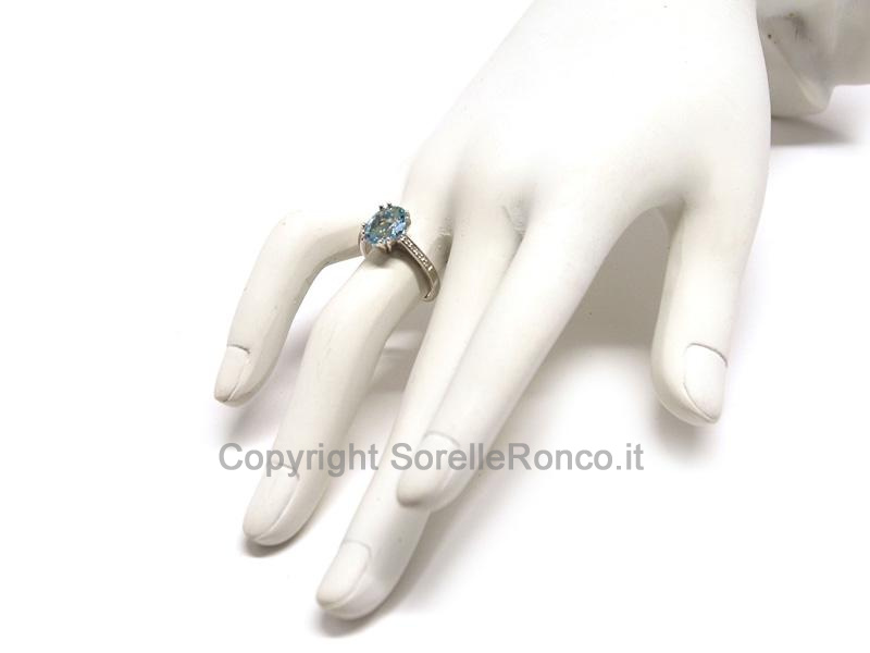 ANELLO DIAMANTI E ACQUAMARINA 1.90 CT