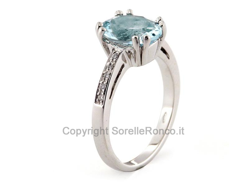 ANELLO DIAMANTI E ACQUAMARINA 1.90 CT