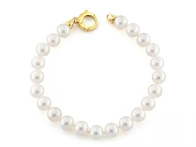 Bracciale di Perle 7,5-8 con Chiusura Oro Giallo