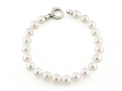 Bracciale Perle 7,5-8 con Chiusura Oro Bianco