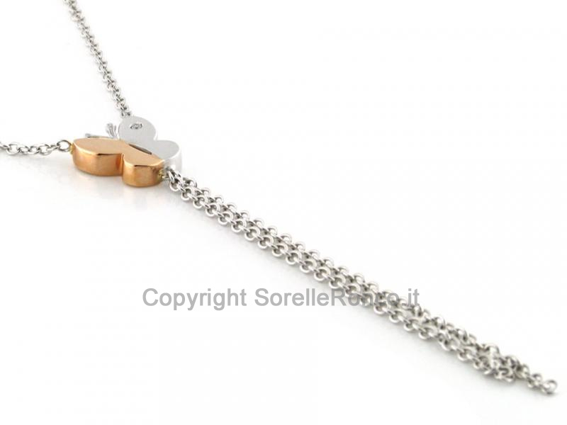 COLLANA PENDENTE FARFALLA ORO E DIAMANTE