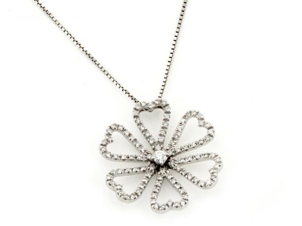 CF01166 - Girocollo Pendente Fiore Oro e Diamanti