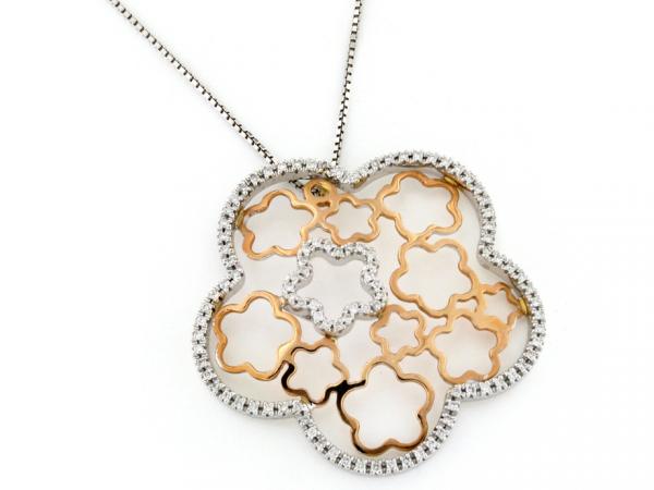 CF01168 - Girocollo a Fiori con Diamanti in Oro