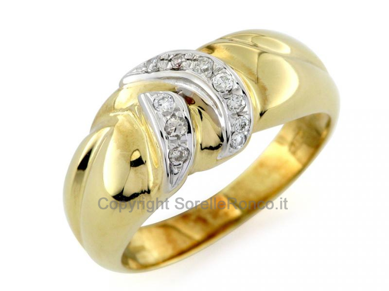 ANELLO FASCIA LARGA CON DIAMANTI 0.10 CT