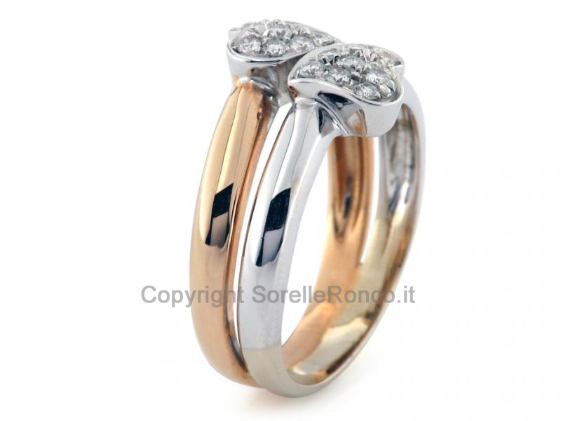 ANELLO DOPPIA FASCIA CON DUE CUORI 