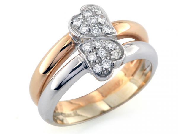 CF01175 - Anello Doppia Fascia Con Due Cuori 