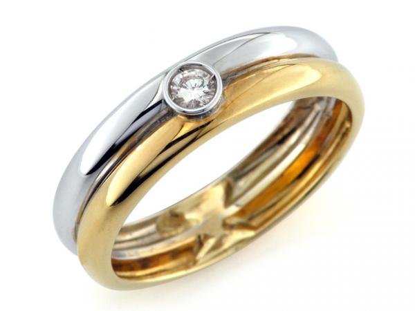 CF01176 - Anello Doppia Fascia e Diamante 0.09 ct