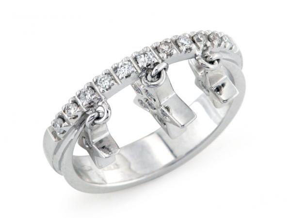 CF01190 - Anello in Oro Diamanti e Stelle Pendenti