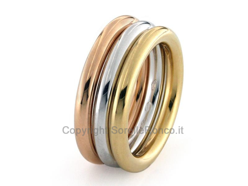 ANELLO 3 FEDINE TRIS DI 3 ORI 18KT