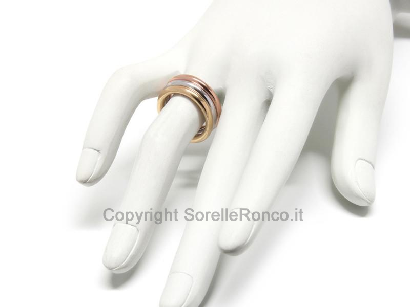 ANELLO 3 FEDINE TRIS DI 3 ORI 18KT