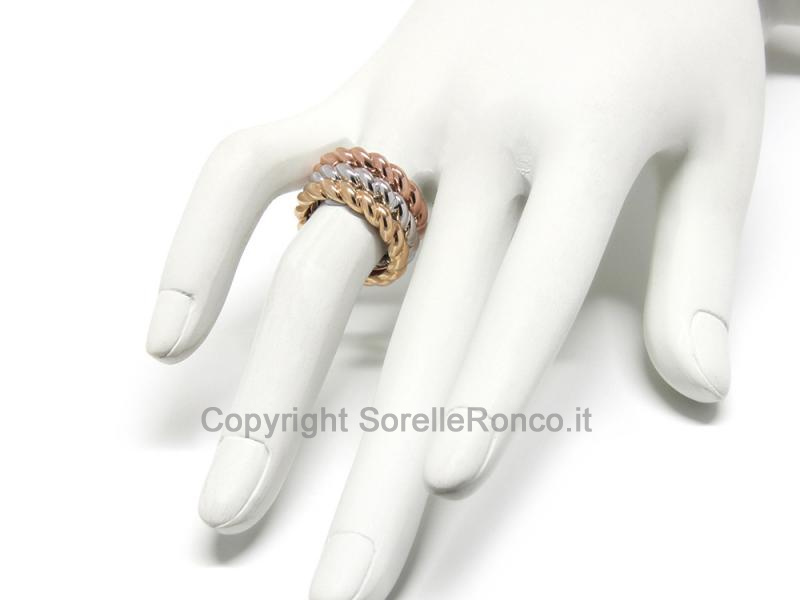 ANELLO TRINITY INTRACCIATO ORO 18 KT