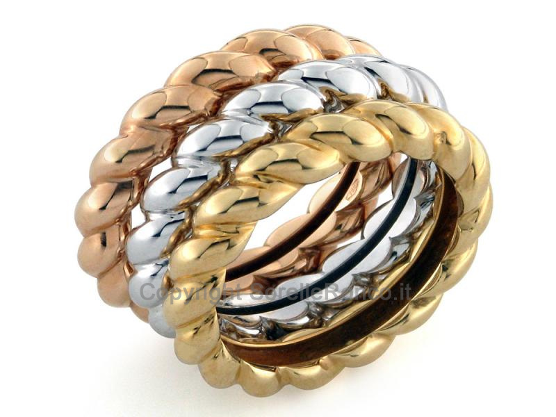 ANELLO TRINITY INTRACCIATO ORO 18 KT