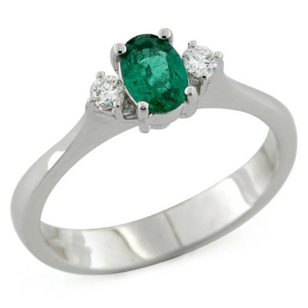 CF01228 - Anello Oro Bianco con Smeraldo 0.42-0.60 Ct