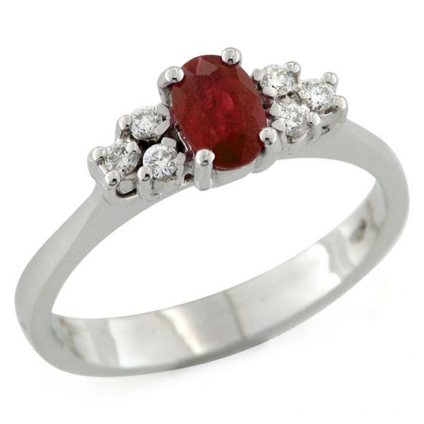 CF01230 - Anello con Diamanti e Rubino 0.65-0.77 Ct