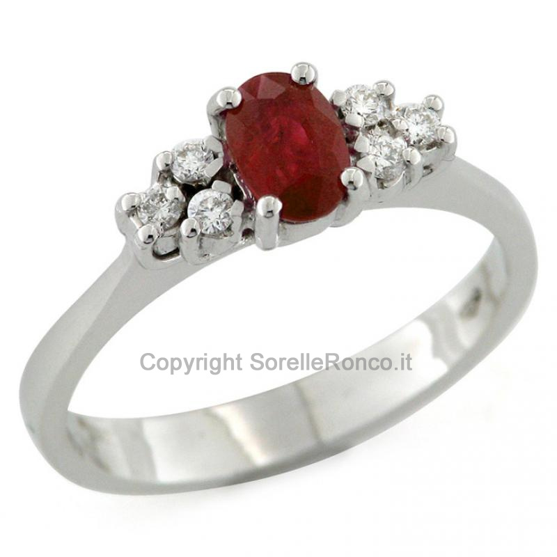 ANELLO CON DIAMANTI E RUBINO 0.65-0.77 CT