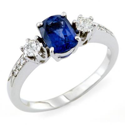 Anello in Oro con Diamanti E Zaffiro