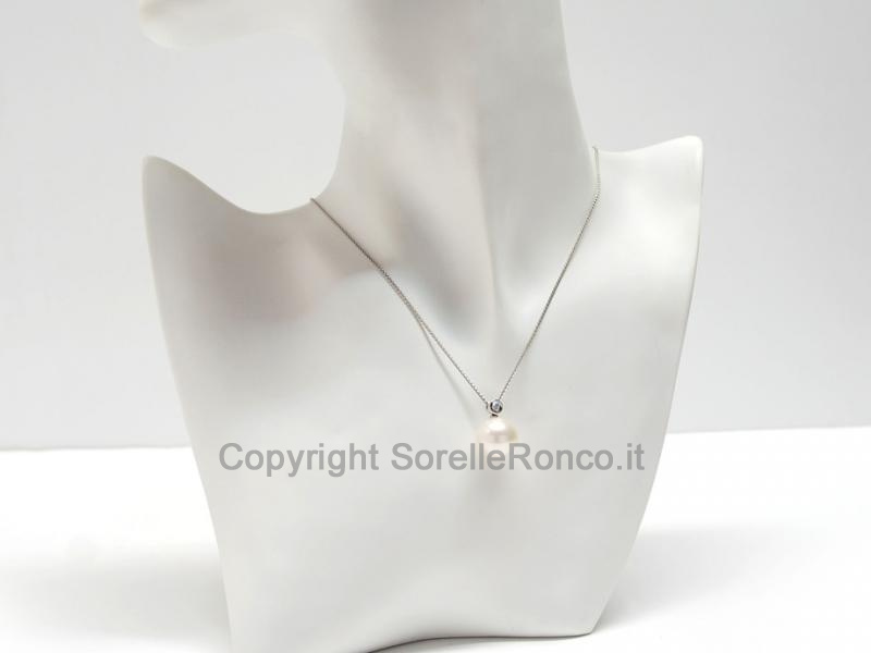 GIROCOLLO CON PERLA DA 13 MM E DIAMANTE