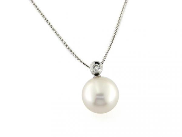 CF01262 - Girocollo con Perla da 13 mm e Diamante