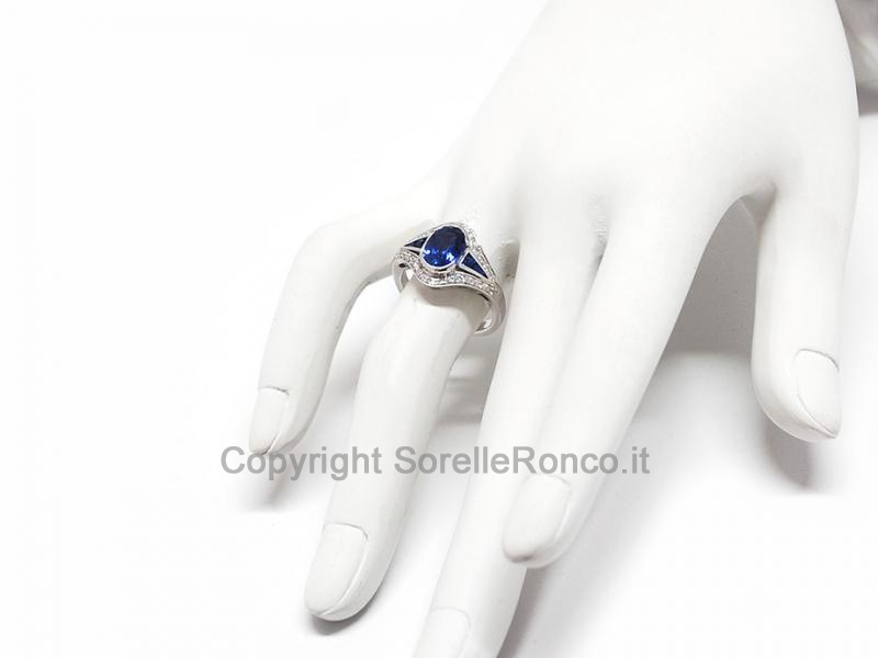 ANELLO IN ORO CON DIAMANTI E ZAFFIRI