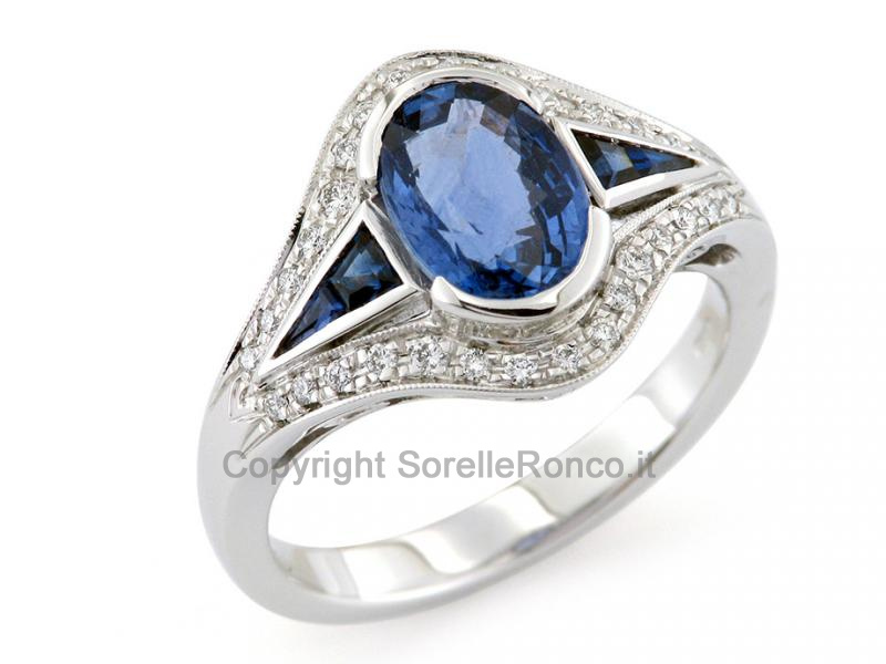 ANELLO IN ORO CON DIAMANTI E ZAFFIRI