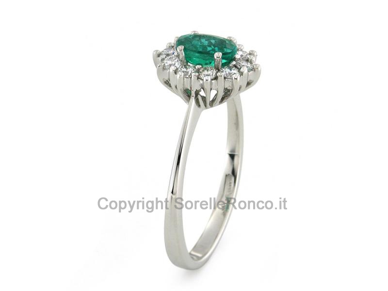 ANELLO CON DIAMANTI E SMERALDO 0.53 CT