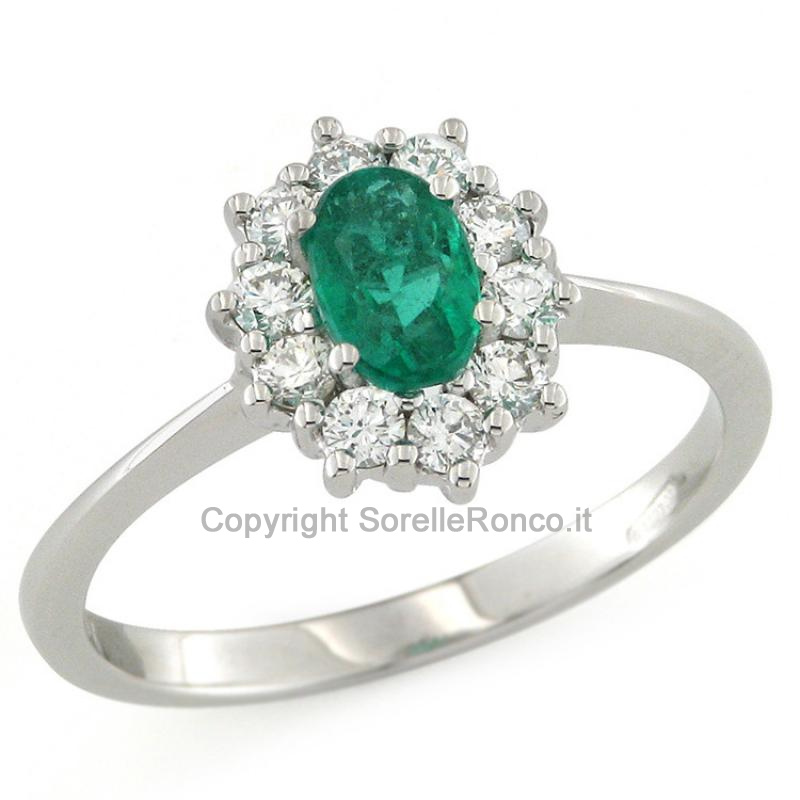 ANELLO CON DIAMANTI E SMERALDO 0.53 CT