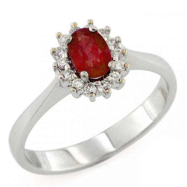 CF01299 - Anello in Oro con Diamanti e Rubino