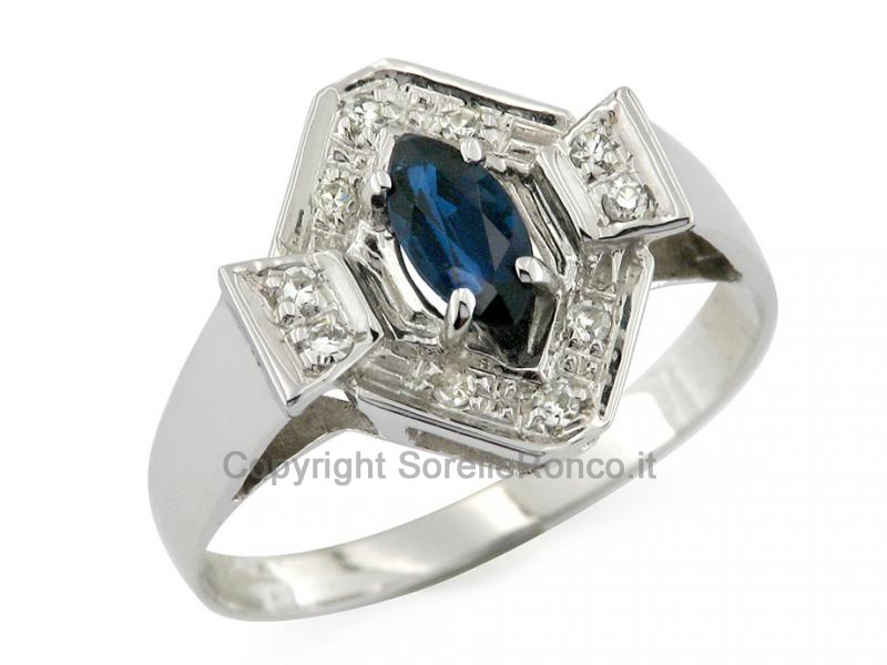 ANELLO ART DECÒ CON ZAFFIRO E DIAMANTI