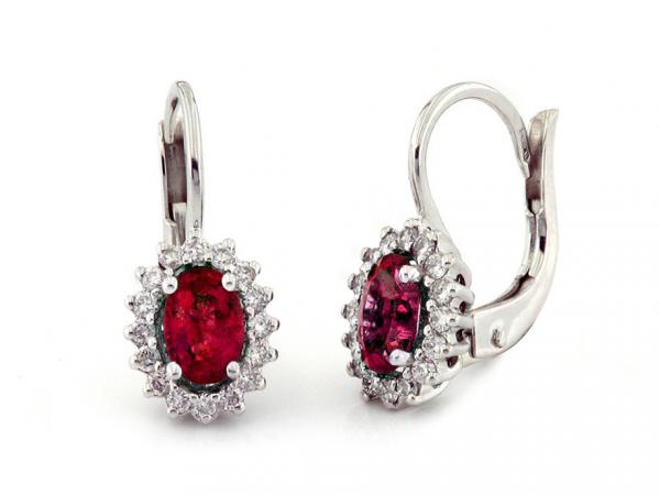 CF01341 - Orecchini con Rubino Centrale e Diamanti