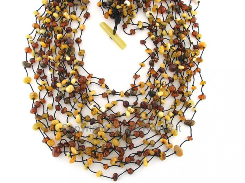 COLLANA CON AMBRA NATURALE MULTIFILO