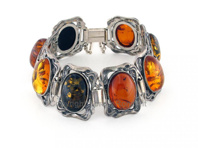 BRACCIALE ARGENTO CON AMBRA CABOCHON