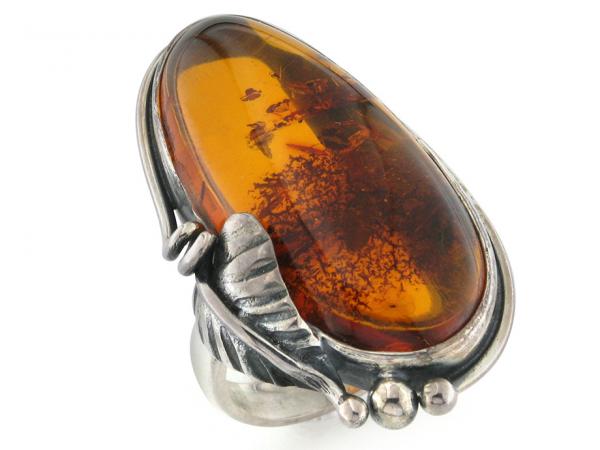 CF01386 - Anello Argento con Ambra Baltica Miele