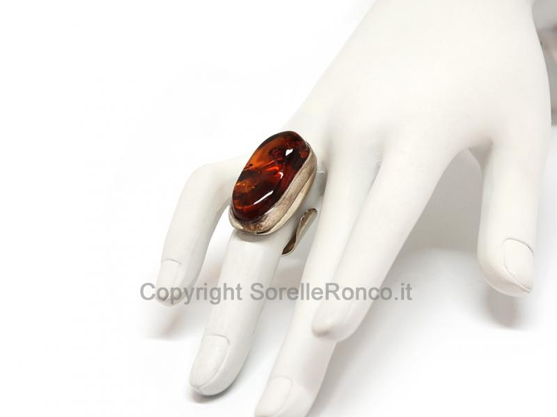 ANELLO DESIGN CON AMBRA COGNAC