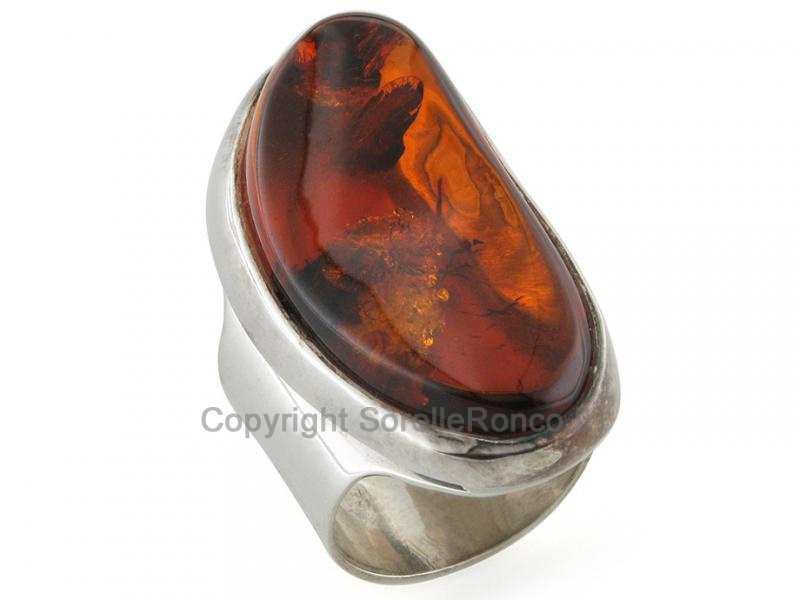 ANELLO DESIGN CON AMBRA COGNAC