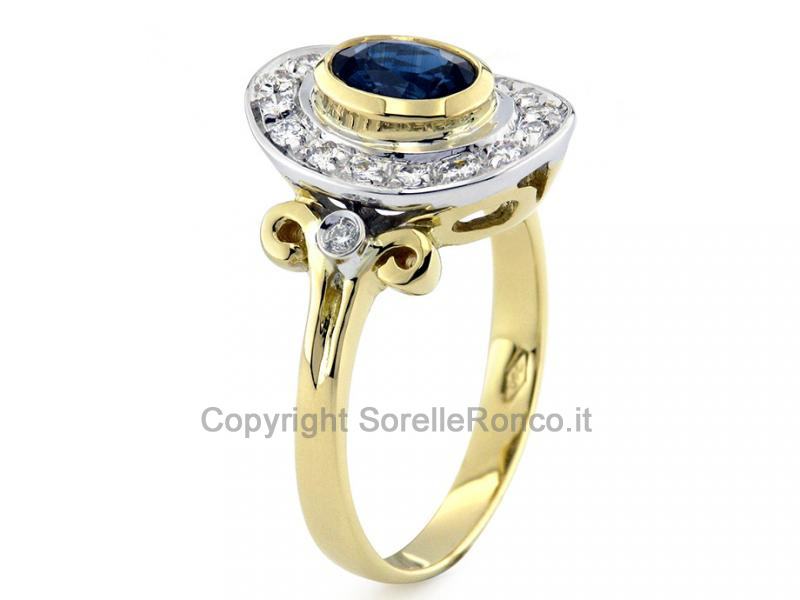 ANELLO CON DIAMANTI E ZAFFIRO 1.20 CT