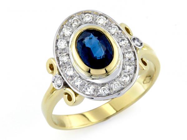 CF01397 - Anello con Diamanti e Zaffiro 1.20 Ct
