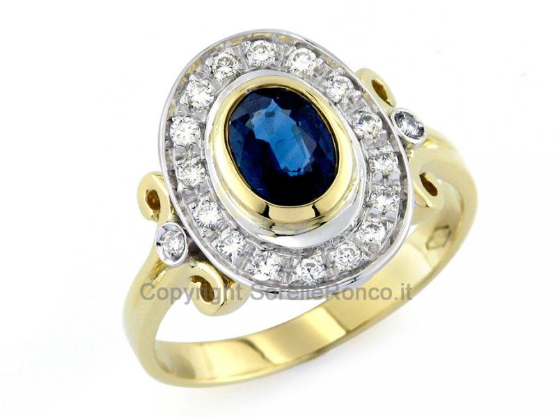 ANELLO CON DIAMANTI E ZAFFIRO 1.20 CT