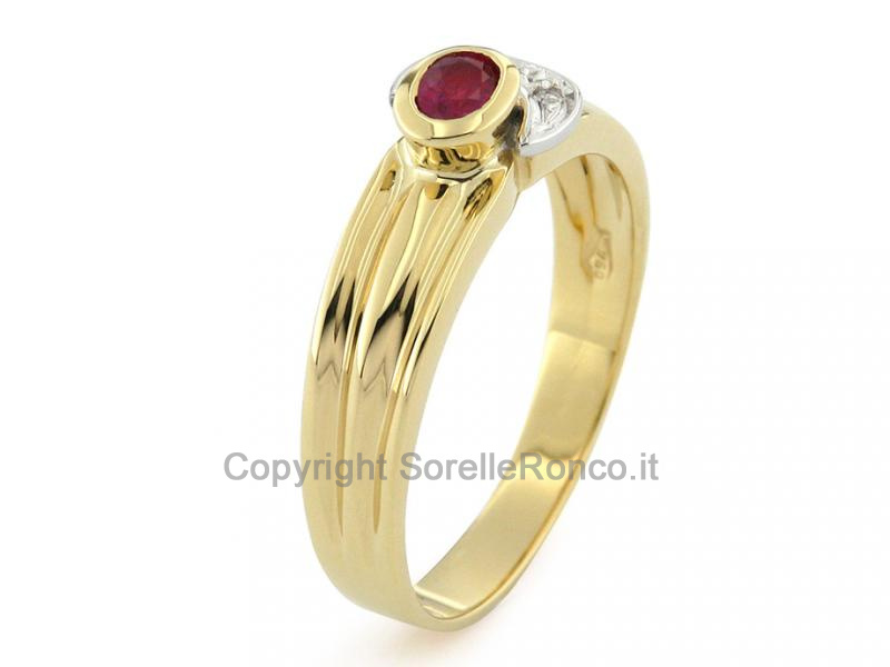 ANELLO CON DIAMANTI E RUBINO 0.25 CT